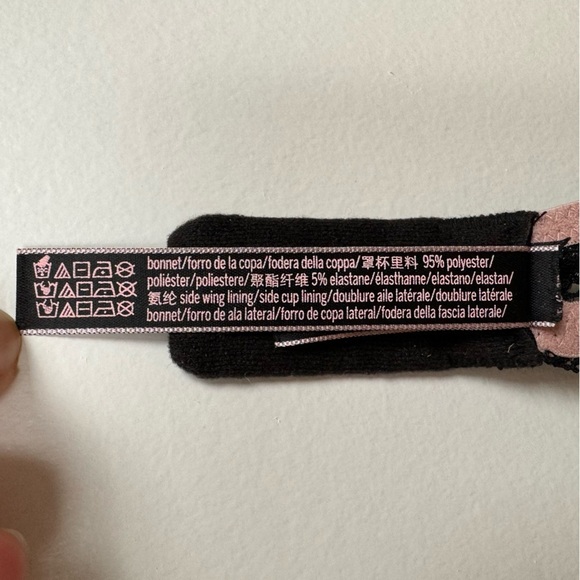 Victoria's Secret Luxe Plunge Bra Black Striped Lace + Pink Satin Underwire 34C - Picture 11 of 11